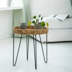 CASA AKELA Table D'appoint Noir, Naturel