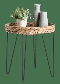 CASA AKELA Table D'appoint Noir, Naturel