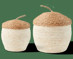 CASA ALVIN Panier De Rangement Avec Couvercle Brun, Naturel