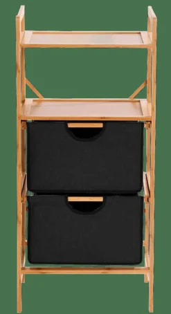 CASA BAMBOO Armoire à 2 Tiroirs Noir, Naturel