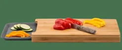 CASA BAMBOO Planche à Découper Avec Récipient Gris, Naturel