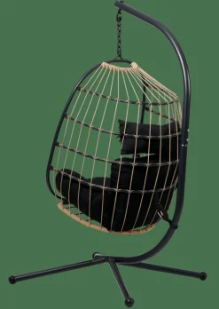 CASA BAZAI Chaise Suspendue Avec Support Noir