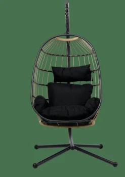 CASA BAZAI Chaise Suspendue Avec Support Noir