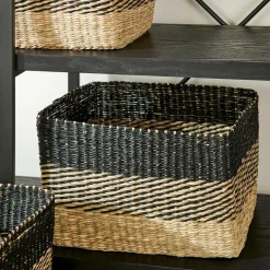CASA BOBO Panier Tiroir Noir, Naturel