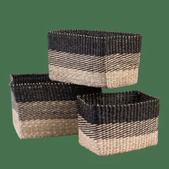 CASA BOBO Panier Tiroir Noir, Naturel