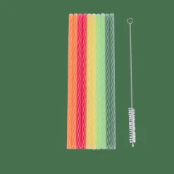 CASA ECO PARTY Pailles Avec Brosse Réutilisables Mélange De 5 Couleurs