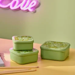 CASA FRESHMOOD Boîtes à Snack Set De 3 Seafoam + Motif Loulou Seafoam (vert)