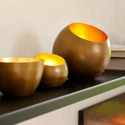 CASA GIMINI Support Bougie Chauffe-plat Cuivre