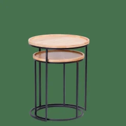 CASA GOM Tables D'appoint Set De 2 Noir, Naturel