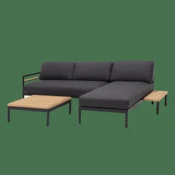 CASA HANNA Lounge Teck Table D'appoint Noir, Naturel