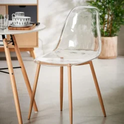 CASA ICE Chaise Salle à Manger Transparent, Naturel