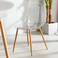 CASA ICE Chaise Salle à Manger Transparent, Naturel