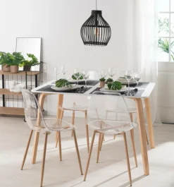 CASA ICE Chaise Salle à Manger Transparent, Naturel