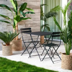 CASA IMPERIAL Table Pliante Carré Noir