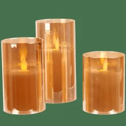 CASA ION Bougies LED Set De 3 Ambre