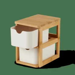 CASA KONDO Organisateur 2 Tiroirs Blanc, Naturel