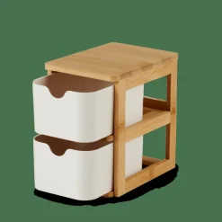 CASA KONDO Organisateur 2 Tiroirs Blanc, Naturel