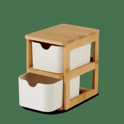 CASA KONDO Organisateur 2 Tiroirs Blanc, Naturel