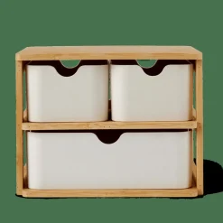 CASA KONDO Organisateur 3 Tiroirs Blanc, Naturel