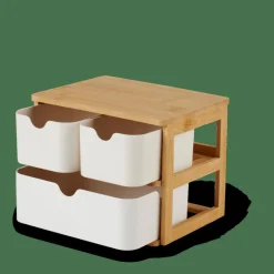 CASA KONDO Organisateur 3 Tiroirs Blanc, Naturel