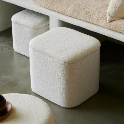 CASA LIAM Pouf Avec Rangement Blanc