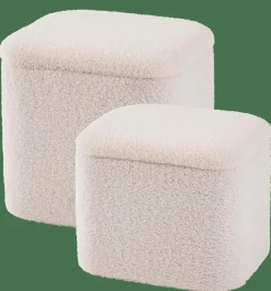 CASA LIAM Pouf Avec Rangement Blanc