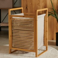 CASA LINOLUX BAMBOE Panier à Linge Naturel