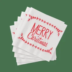 CASA MERRY CHRISTMAS Set De 20 Serviettes Rouge