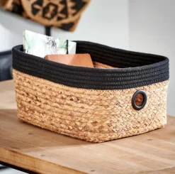 CASA NATUREL Panier Tiroir Noir, Naturel