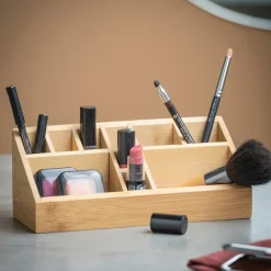 CASA ORGANOO Porte-cotons-tiges Transparent, Naturel