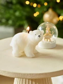 CASA POLA Bougie Ours Blanc Blanc