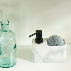 CASA SHADOW Distributeur Savon Avec éponge Noir, Blanc