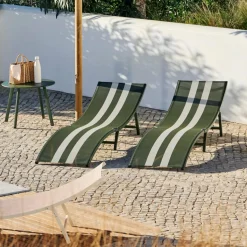 CASA SILVES Chaise Longue Set De 2 Kaki Ray