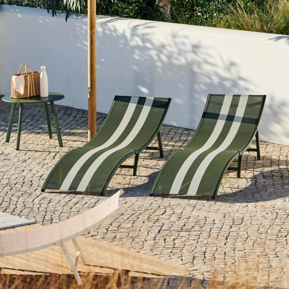 CASA SILVES Chaise Longue Set De 2 Kaki Ray