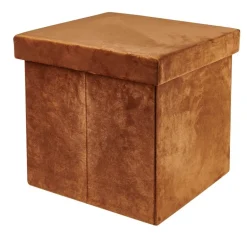 CASA STOR Pouf Pliable Avec Rangement Caramel