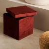 CASA STOR Pouf Pliable Avec Rangement Bordeaux