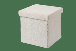 CASA STOR Pouf Pliable Avec Rangement Blanc