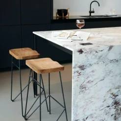 CASA TEAK Tabouret De Bar Noir, Naturel