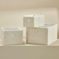 CASA TEDDY Panier Pliable Blanc Cassé