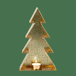 CASA TREE Support Bougie Chauffe-plat Doré