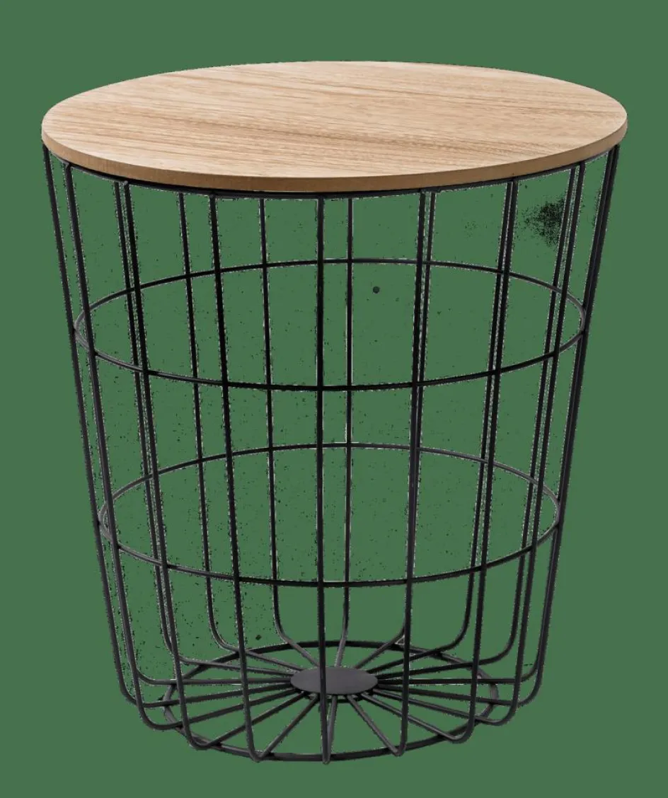 CASA WIRE Table D'appoint Noir, Naturel