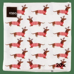CASA X-MAS DOG Set De 20 Serviettes Multicolore