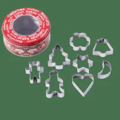 CASA X-MAS Emporte-pièces Set De 8 En Boîte Métallique Argent