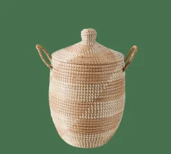 CASA YASMINE Panier De Luxe Avec Couvercle Blanc, Naturel